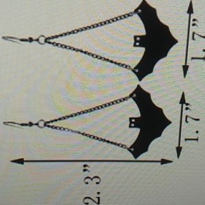 Bat Laser Cut Plastic w Chain in Black Halloween Earrings